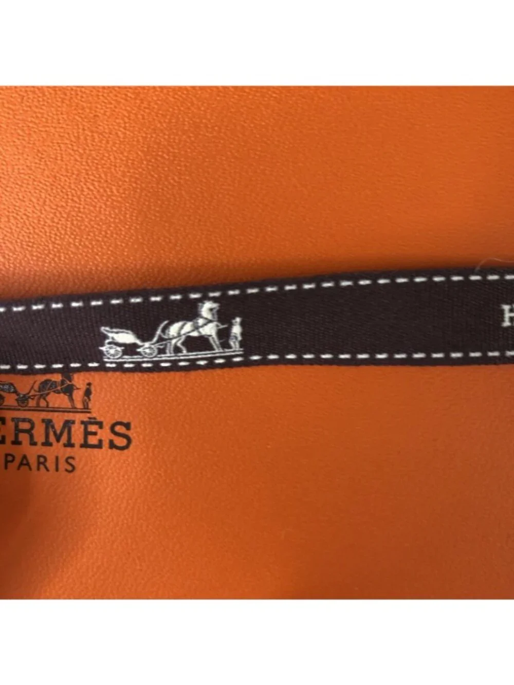 Hermes Dust Bag Womens One Size Orange Herringbone Logo Box Ribbon Storage